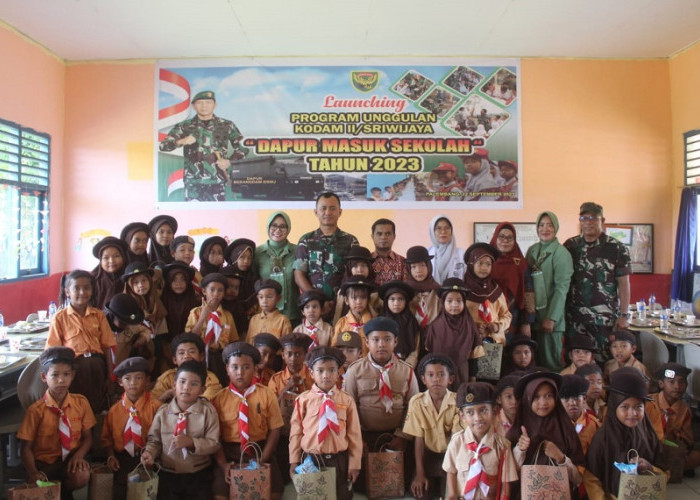 Mengurangi Risiko Stunting, Kodam II Sriwijaya Launching Program Unggulan ‘Dapur Masuk Sekolah’ di Banyuasin