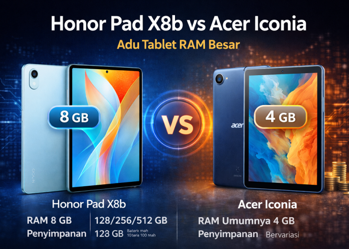 Honor Pad X8b vs Acer Iconia: Adu Tablet RAM Besar untuk Kebutuhan Multitasking