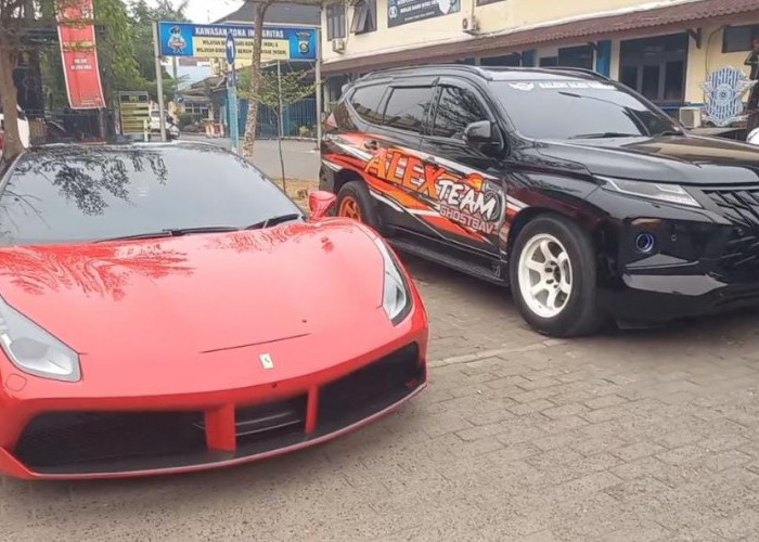 Ferrari Vs Pajero Sport Terlibat Adu Kecepatan di Jalanan Kena Tilang dan Diamankan di Polrestabes Palembang