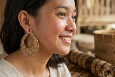 Model Anting Emas Bulat Besar dengan Sentuhan Ukiran Etnik yang Elegan dan Berkarakter