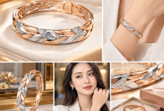 Gelang Rose Gold & White Gold Two Tone 40 Gram, Perhiasan Mewah dengan Sentuhan Modern