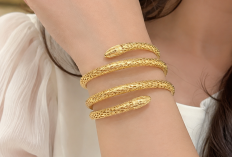 Gelang Emas Sisik Ular Spiral Tiga Lilit, Perhiasan Elegan dengan Sentuhan Eksotis